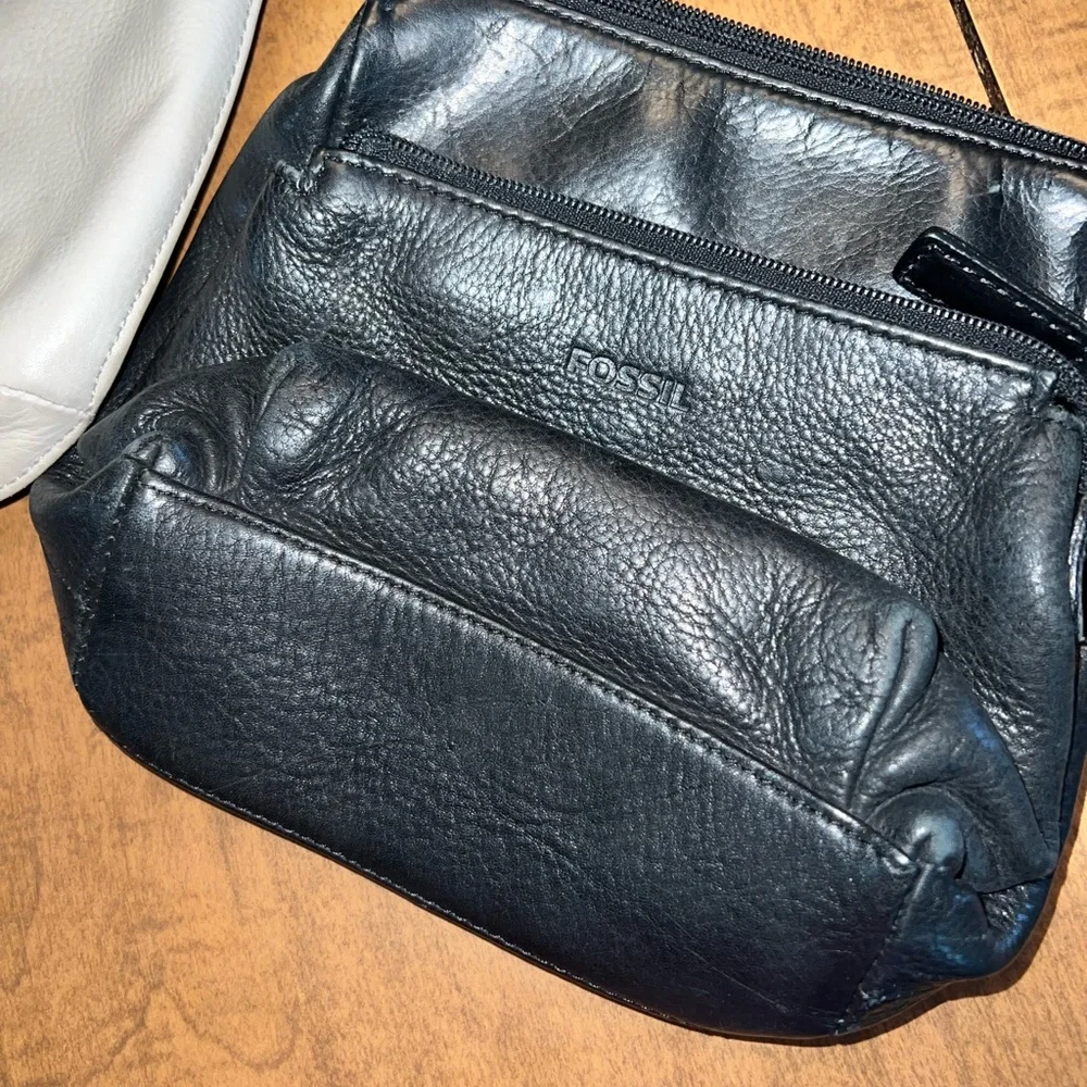 Fossil Black Leather Crossbody Bag